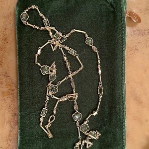 Kendra Scott Green sage mica gold long necklace gently used